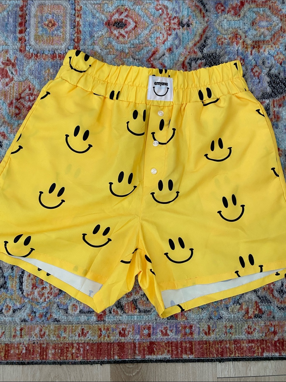 NWT Burnt Toast Smiley Face Yellow Shorts